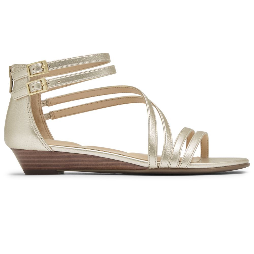 Rockport Women's Total Motion Zandra Asymmetrical Sandals - Gold - USA (9760SMBDT)